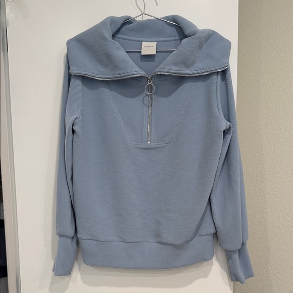 Varley Vine Half Zip Pullover Sky Blue Ribbed - Picture 1 of 5